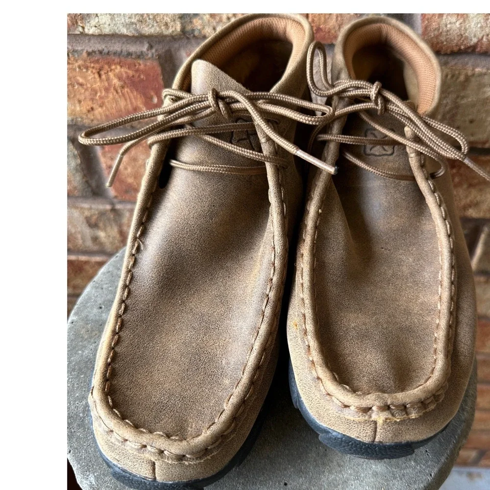 Twisted X Kids Driving Moc Shoes YDM0001 Brown Distressed Leather Size 4M